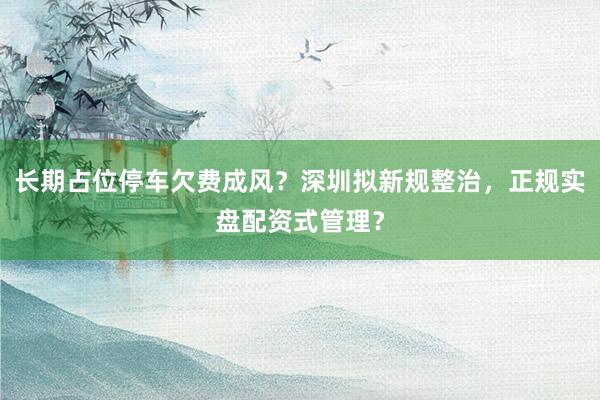 长期占位停车欠费成风?深圳拟新规整治,正规实盘配资式管理?