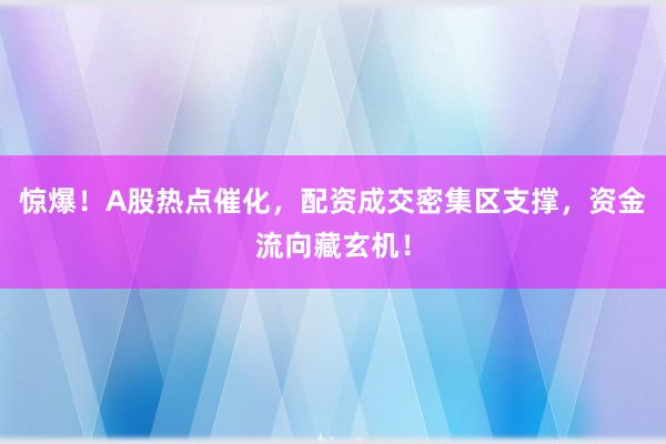 惊爆!A股热点催化,配资成交密集区支撑,资金流向藏玄机!